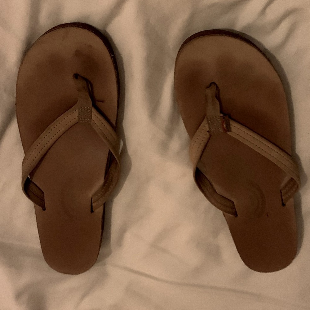 Tan Rainbow Flip Flops size large (7.5-8.5)